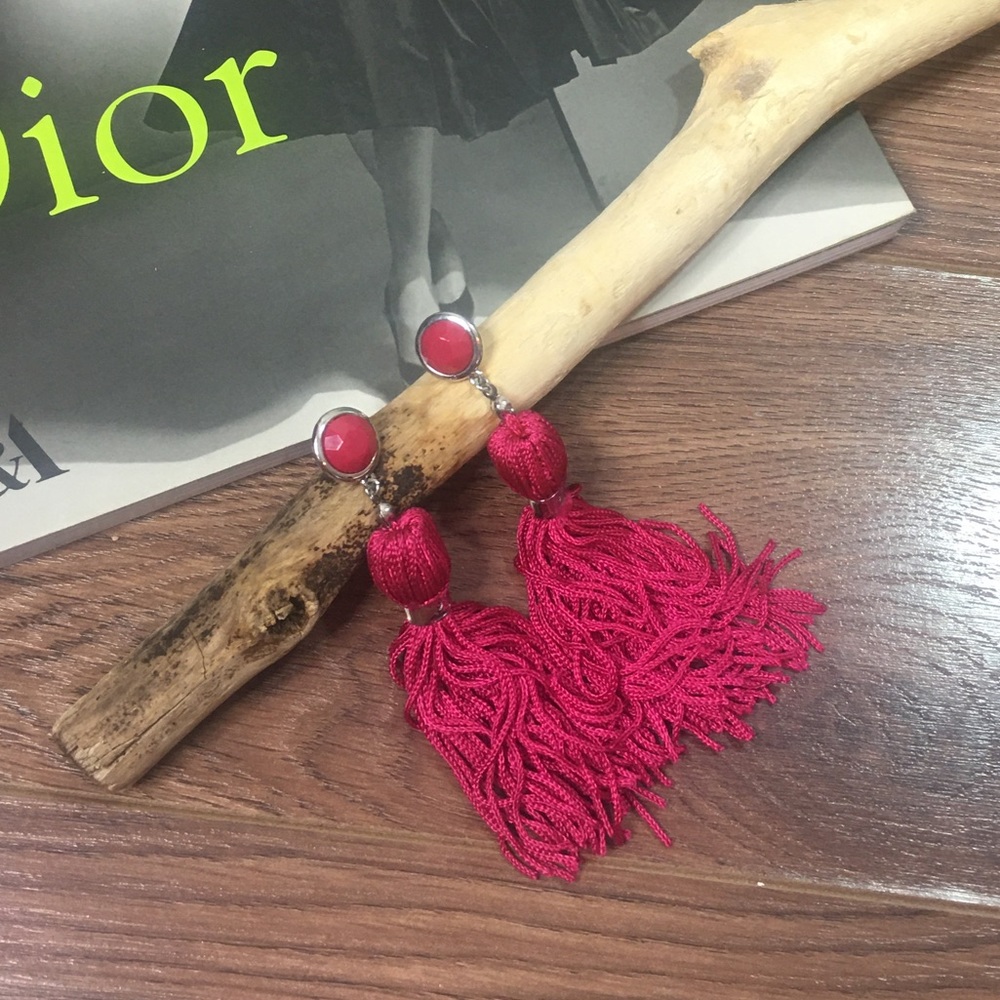 Pink Fun Fashion Tassel Earrings